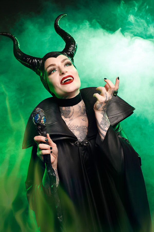 Maleficent Costume Hire or Cosplay, plus Makeup and Photography. Proudly by and available at, Little Shop of Horrors Costumery 6/1 Watt Rd Mornington & Melbourne