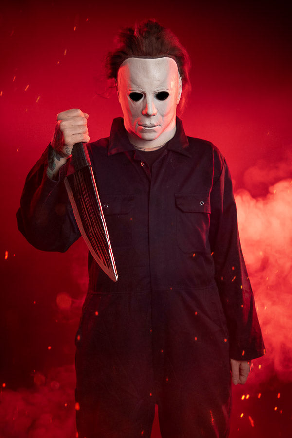 Michael Myers Halloween Costume Hire or Cosplay, plus Makeup and Photography. Proudly by and available at, Little Shop of Horrors Costumery 6/1 Watt Rd Mornington & Melbourne