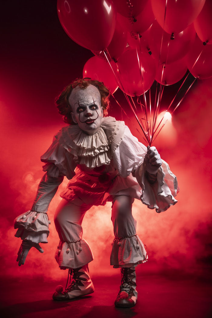 IT Pennywise Costume Hire or Cosplay, plus Makeup and Photography. Proudly by and available at, Little Shop of Horrors Costumery 6/1 Watt Rd Mornington & Melbourne