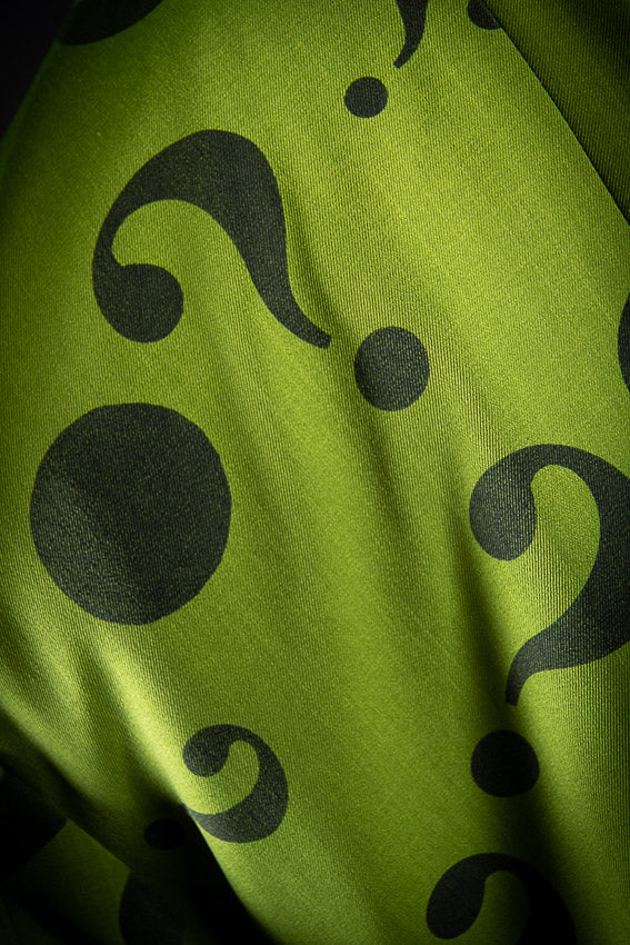 The Riddler, Batman Villain Costume Hire or Cosplay, plus Makeup and Photography. Proudly by and available at, Little Shop of Horrors Costumery 6/1 Watt Rd Mornington & Melbourne