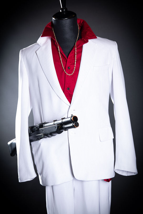 Scarface Tony Montana Costume Hire or Cosplay, plus Makeup and Photography. Proudly by and available at, Little Shop of Horrors Costumery 6/1 Watt Rd Mornington & Melbourne