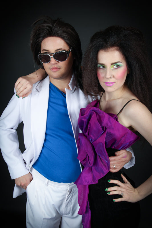 Miami Vice 1980s Costume Hire or Cosplay, plus Makeup and Photography. Proudly by and available at, Little Shop of Horrors Costumery 6/1 Watt Rd Mornington & Melbourne