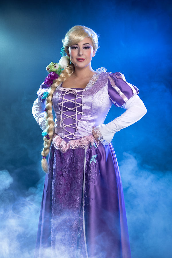 Tangled Princess Rapunzel Costume Hire or Cosplay, plus Makeup and Photography. Proudly by and available at, Little Shop of Horrors Costumery 6/1 Watt Rd Mornington & Melbourne