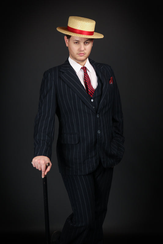 The Great Gatsby Tom Buchanan 1920s Gentleman Costume Hire or Cosplay, plus Makeup and Photography. Proudly by and available at, Little Shop of Horrors Costumery Mornington, Frankston & Melbourne