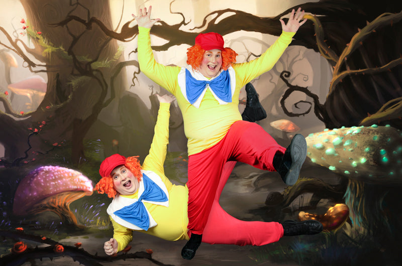 Alice in Wonderland Tweedle Dee & Tweedle Dum Costume Hire or Cosplay, plus Makeup and Photography. Proudly by and available at, Little Shop of Horrors Costumery Mornington, Frankston & Melbourne