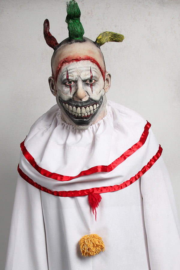American Horror Story Twisty the Clown Halloween Costume Hire or Cosplay, plus Makeup and Photography. Proudly by and available at, Little Shop of Horrors Costumery Mornington, Frankston & Melbourne