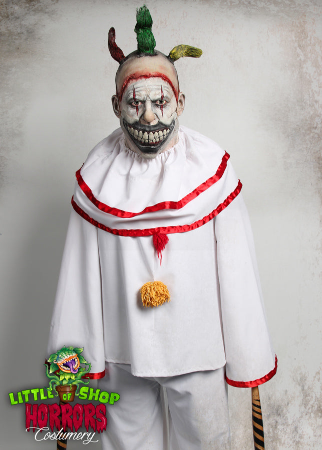 American Horror Story Twisty the Clown Halloween Costume Hire or Cosplay, plus Makeup and Photography. Proudly by and available at, Little Shop of Horrors Costumery Mornington, Frankston & Melbourne