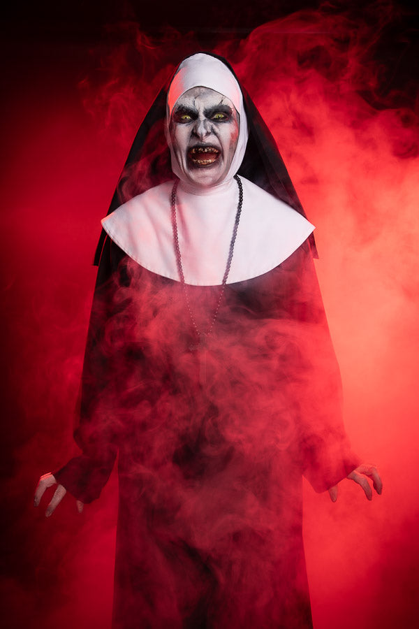 The Conjuring, The Nun Valak Halloween Costume Hire or Cosplay, plus Makeup and Photography. Proudly by and available at, Little Shop of Horrors Costumery Mornington, Frankston & Melbourne