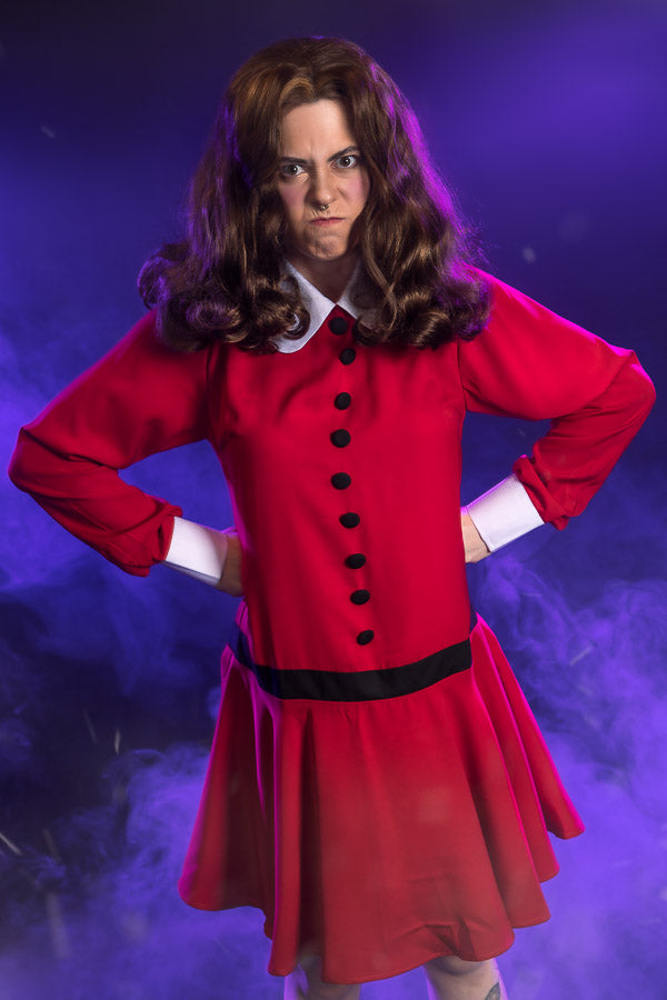 Charlie & The Chocolate Factory - Veruca Salt Willy Wonka  Costume Hire or Cosplay, plus Makeup and Photography. Proudly by and available at, Little Shop of Horrors Costumery Mornington, Frankston & Melbourne